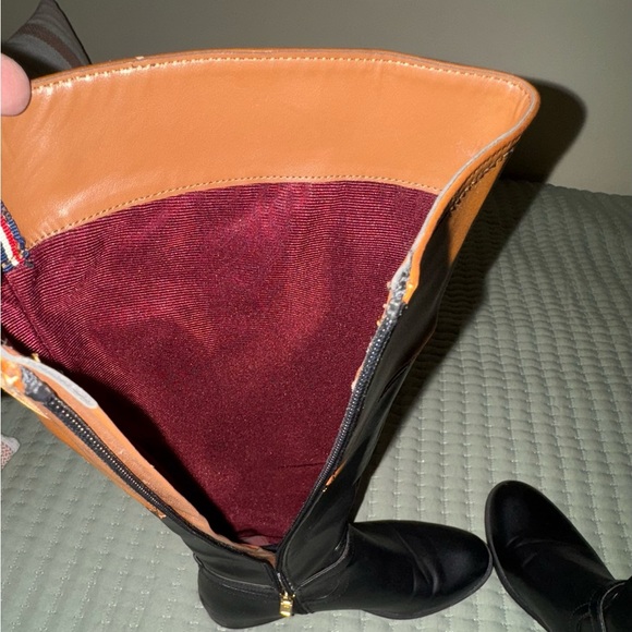 Tommy Hilfiger Drea2 black and brown side zip knee high riding boots size 7M GUC - Picture 8 of 12